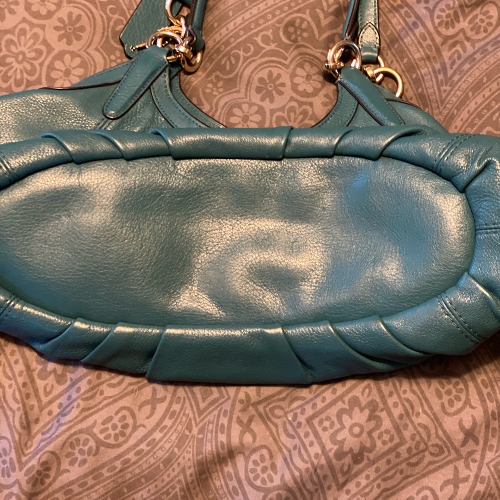 Turquoise Coach Leather Handbag - Picture 6 of 9